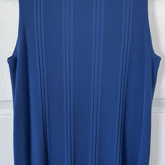 Dressbarn Women's 18/20 Blue Sleeveless Mock Turtleneck, Vertical Ribbing, NEW! - Picture 4 of 11